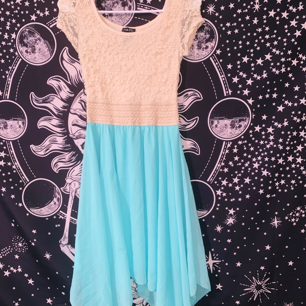 Blue/Creme tulle/lace dress